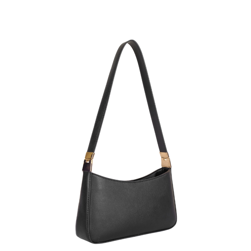 Elvixa Black Minimalist Curved Shoulder Bag