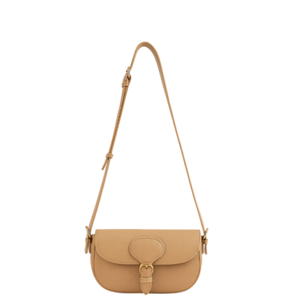 Elvixa Tan Buckle Detail Compact Shoulder Bag