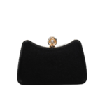 Elvixa Pearl Clasp Evening Clutch Bag Black