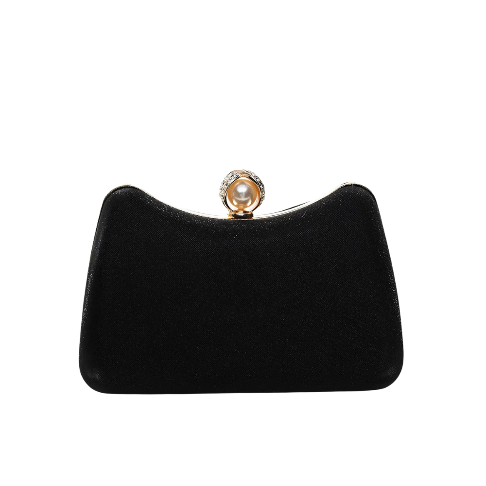 Untitled design (8) Elvixa Pearl Clasp Evening Clutch Bag Black - Image 1